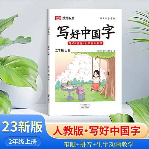 2023秋写好中国字二年级练字帖上册人教版语文教材同步生字笔顺抄写本一课一练临摹描红字帖