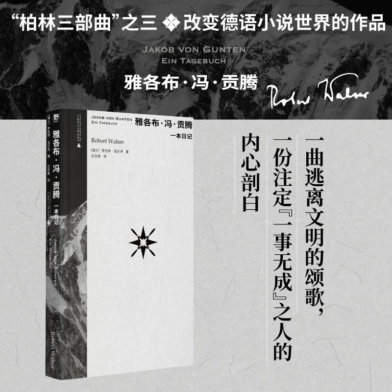 雅各布·冯·贡腾：一本日记（作家中的作家！卡夫卡、茨威格、黑塞的挚爱：“要是瓦尔泽有十万个读者，世界将变成一个更好的所在。”瓦尔泽经典长篇全新呈现：逃离文明，实在是妙不可言！）