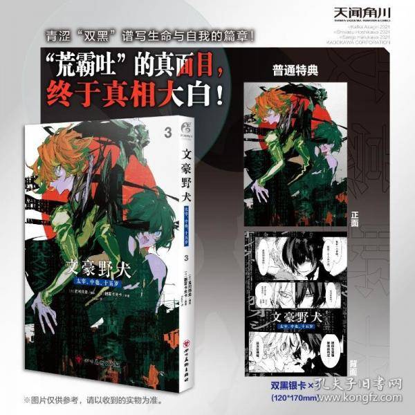 文豪野犬.太宰、中也、十五岁.3文学、冒险、战斗于一体的侦探推理漫画 朝雾卡夫卡原著