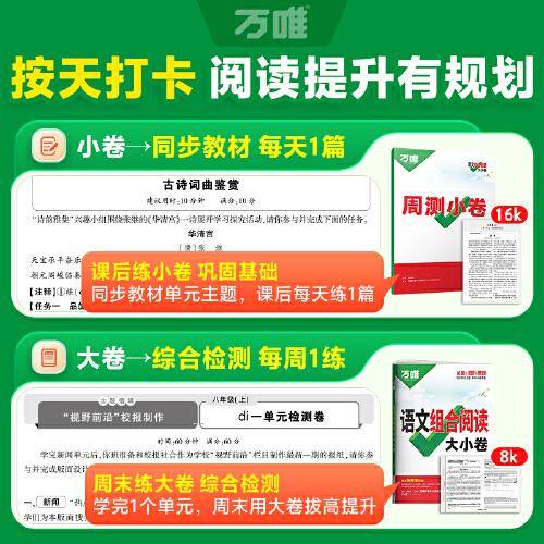 2025新版万唯中考语文组合阅读大小卷.八年级初中同步练习