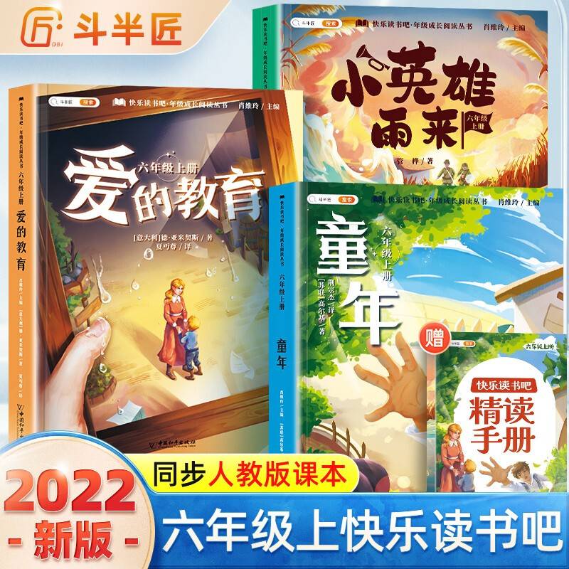 斗半匠 快乐读书吧六年级上册 小英雄雨来 爱的教育 童年高尔基 小学统编语文教材配套课外阅读必读书目（全3册）