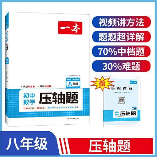 2024一本初中数学压轴题 八年级全一册人教版 初中初二数学几何模型函数等压轴题一题多解法学霸解题辅助线专项训练中考必刷 开心教育