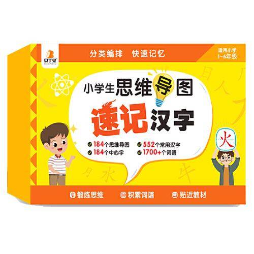贝丁兔 小学生思维导图速记汉字手卡一二三四五六年级通用