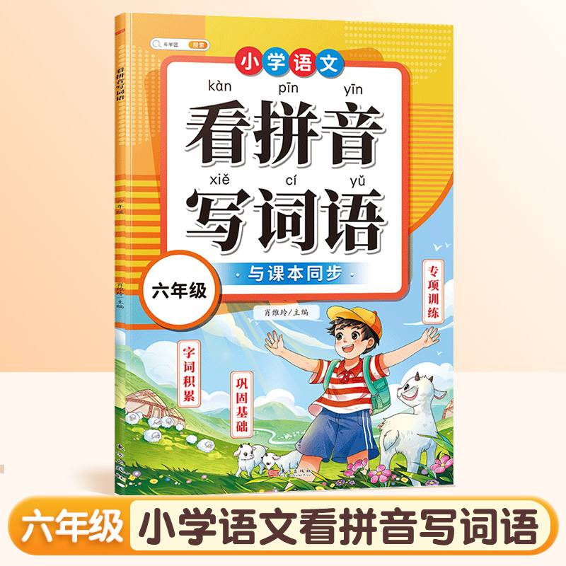 斗半匠看拼音写词语 六年级人教版同步教材生字词专项训练一课一练 小学同音字形近字拼音默写专项练习册