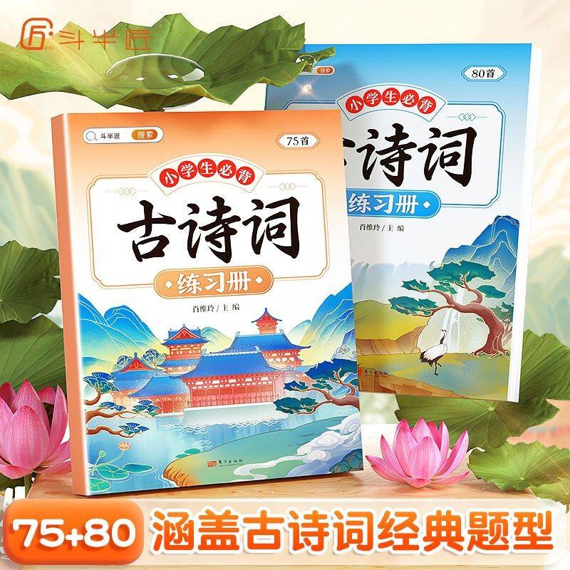 斗半匠小学生必背古诗词75+80首练习册小学文言文古诗词大全人教版小学生语文必背文学常识诗词