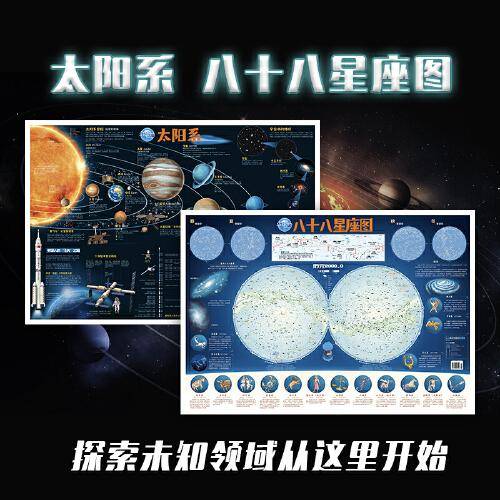 北斗童书儿童房专用挂图不覆膜（太阳系+八十八星座）（套装共2册）高清地理科普