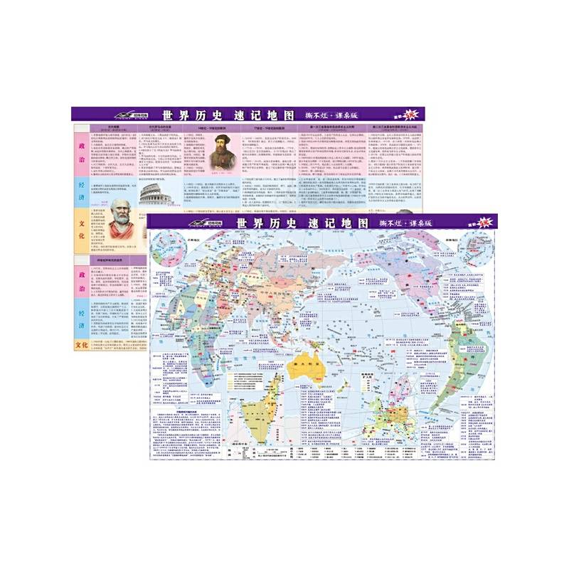 世界历史速记地图（防水 撕不烂课桌地图)