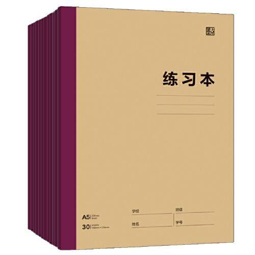 墨点字帖 包背牛皮科目本练习本中小学生课堂训练考试复习作业本（10本装）