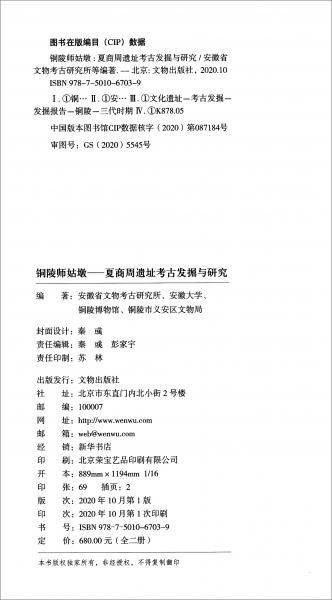 铜陵师姑墩――夏商周遗址考古发掘与研究